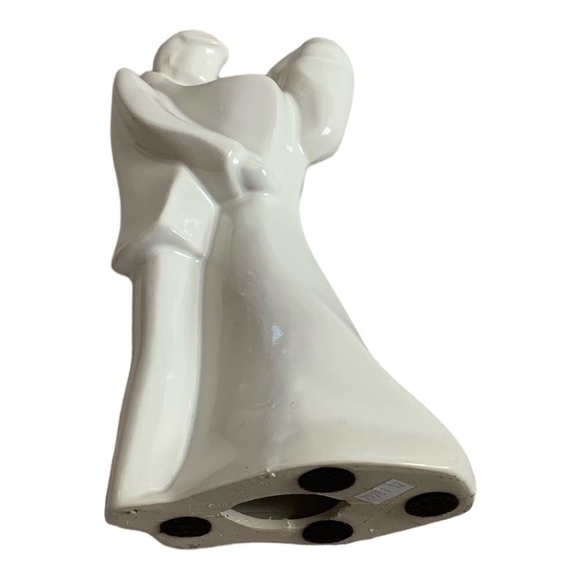 VNTG NEWLYWEDS Figurine White Glazed Ceramic WEDDING Couple Statue WEDDING Gift - Picture 9 of 9